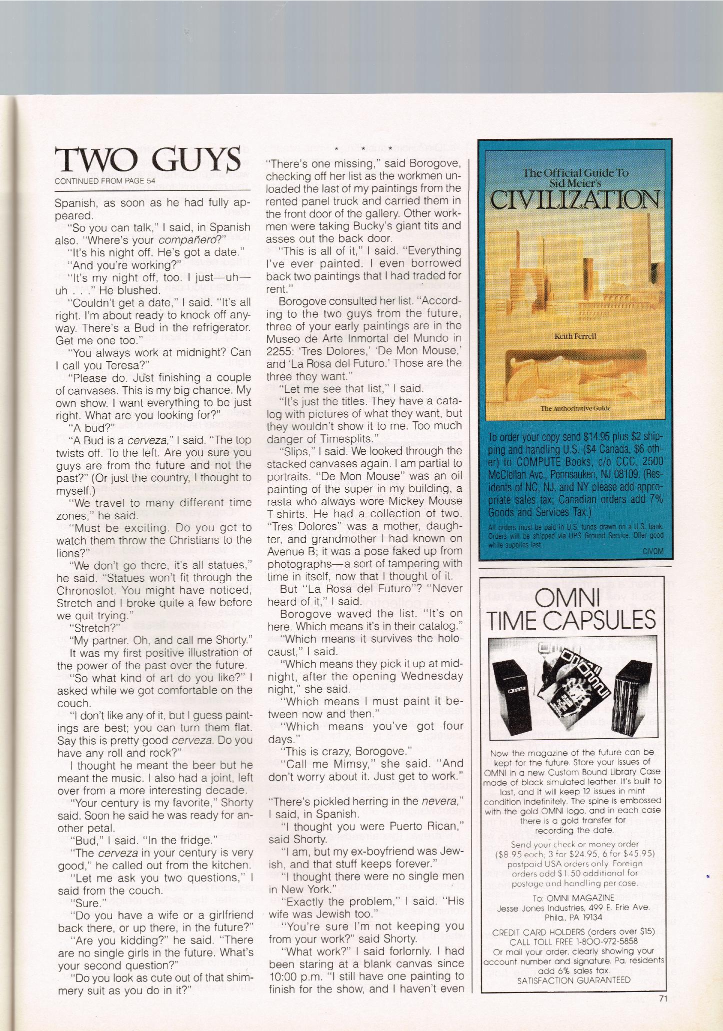 William Flew Omni Magazine SF Short Stories 1992